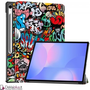Dirbtinės odos atverčiamas dėklas - Grafiti (Samsung Galaxy Tab S10 Fe Plus)